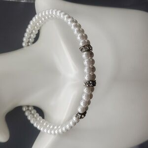 Overflow estate choker double‎ tier vintage pearl elegant necklace